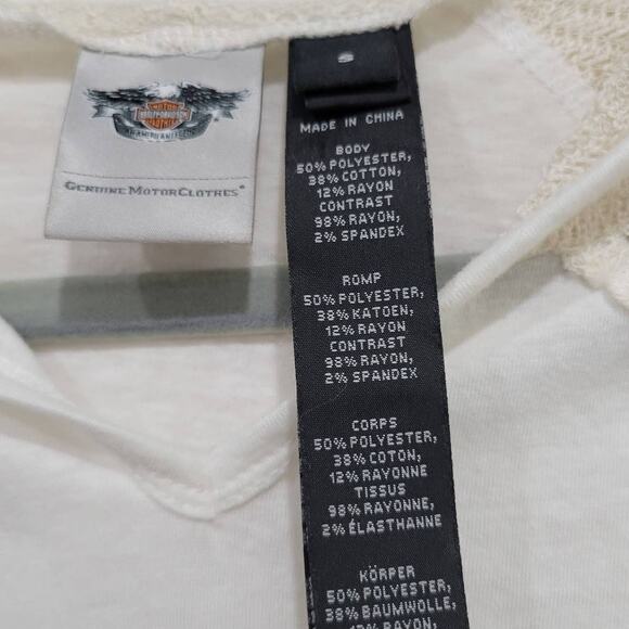 Harley Davidson Lace Sleeve Pullover Henley Long Sleeve Hooded Top Women Sz S - Picture 6 of 7